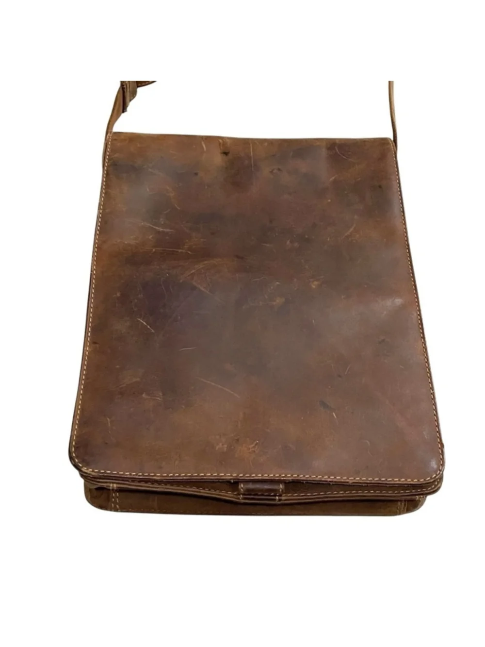 VISCONTI Vintage Jasper Portrait Leather Messenger Bag Brown